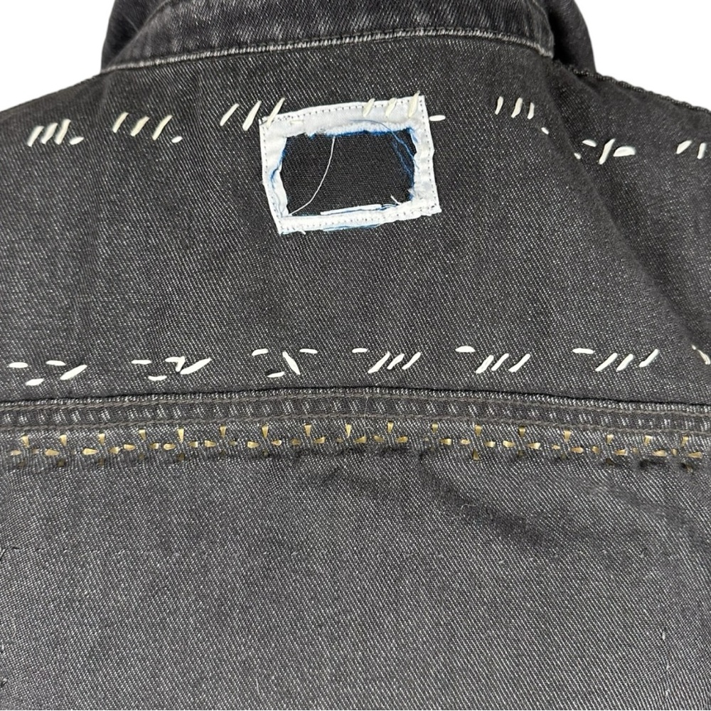 SOLD Punk rock custom denim patch pin black wash jacket self love rebel studs XL - Picture 12 of 13